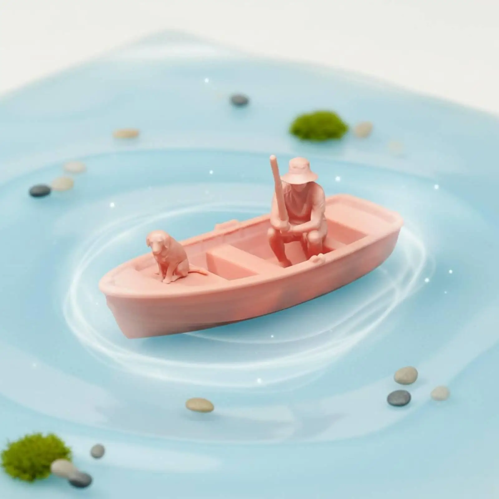 Painted Model Boat Detailed Fishing Boat Model Nautical Style Mini Fishing Canoe