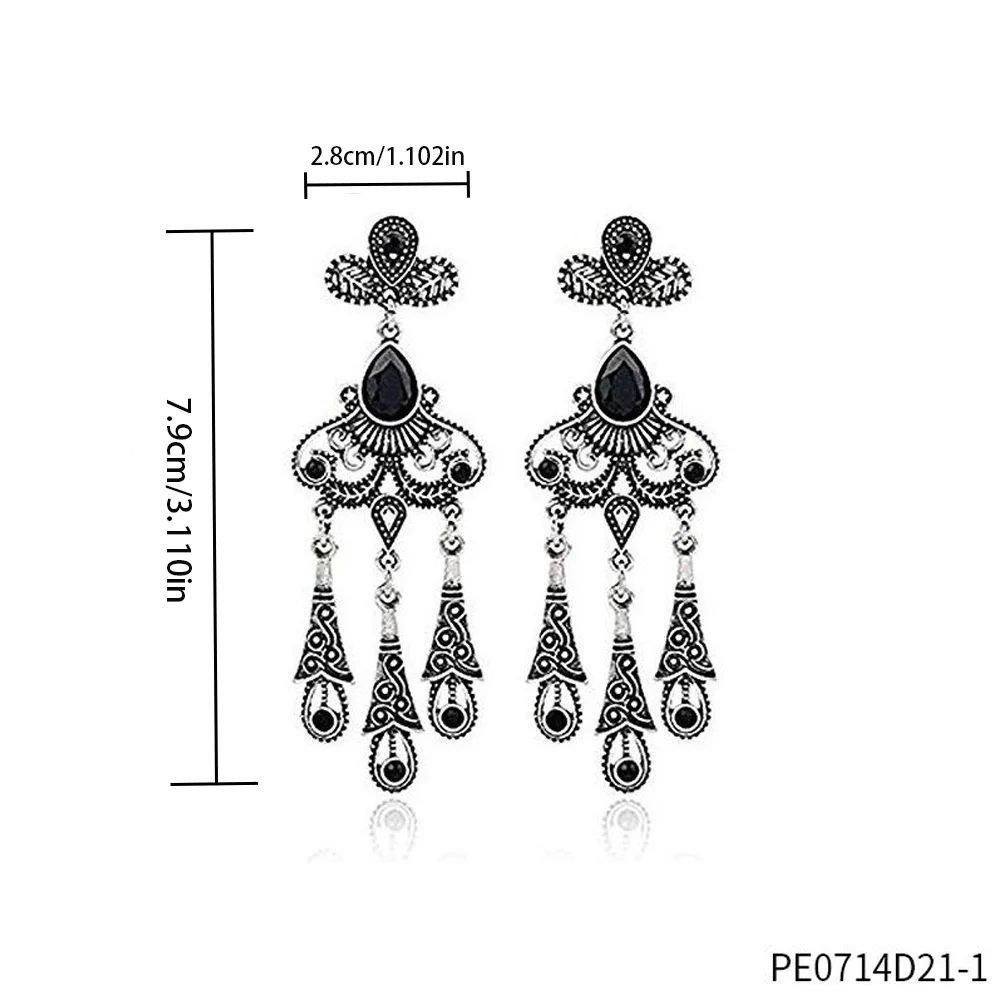 PESENAR – boucles d'oreilles pendantes en pierre noire, Style Vintage des années 1920, ton argent, pour Costume à clapet et accessoire Gatsby rétro