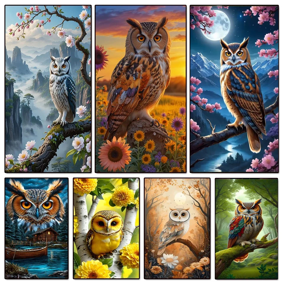 DIY 5D Diamant Malerei Wald Eule Volle Landschaft Runde Quadrat Diamant Mosaik Stickerei Mond Tier Kreuz Stich Wohnkultur