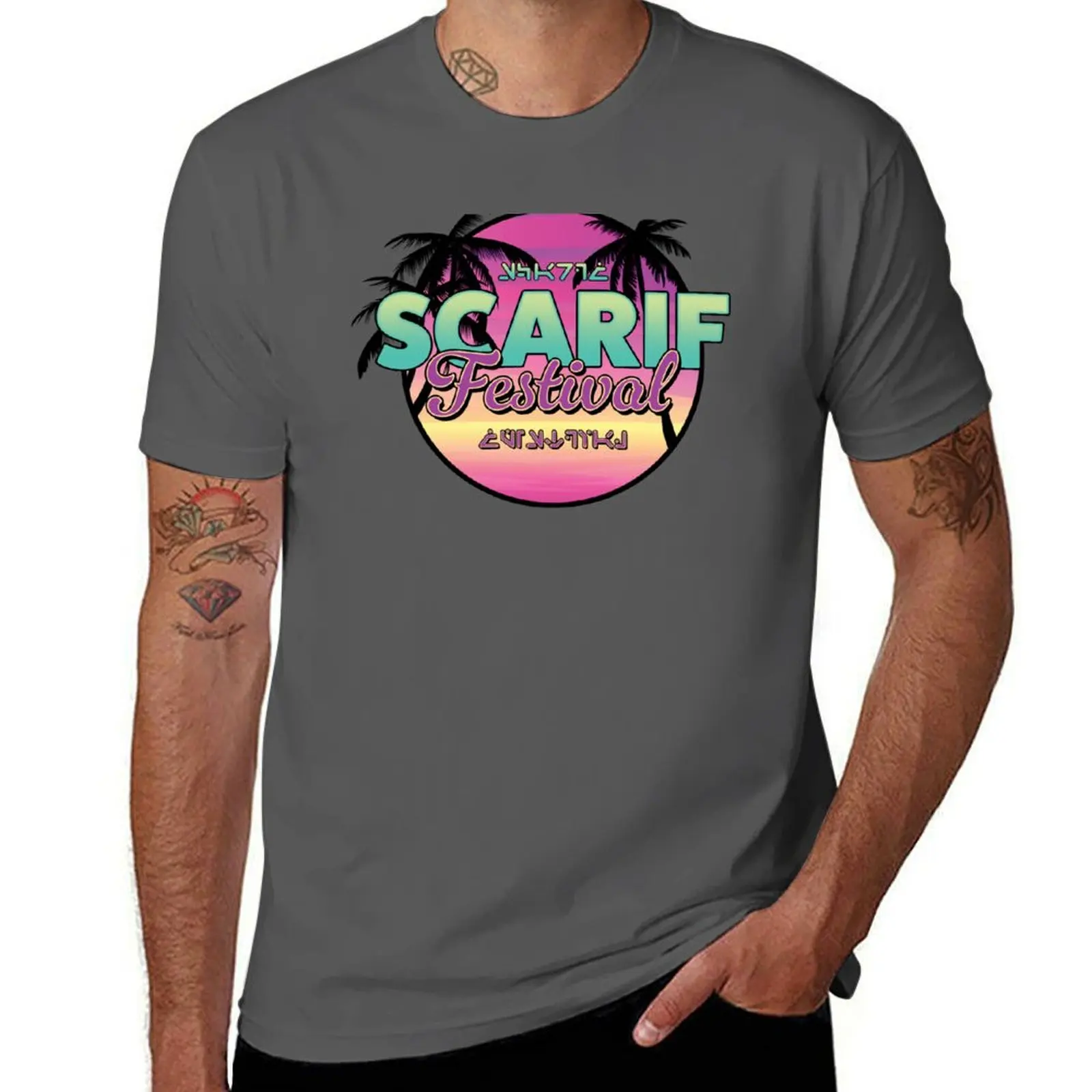 Festival Scarif T-Shirt Basic Plain Tee for Spring and Summer