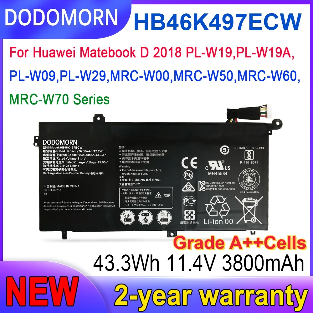 

High quality HB46K497ECW Battery for Huawei MateBook D PL-W19 PL-W09 MRC-W50 MRC-W60