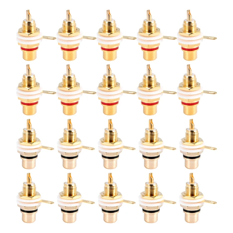 

AA58 20Pcs Gold Plated RCA Terminal Jack Plug Female Socket Chassis Panel Connector for Amplifier Speaker
