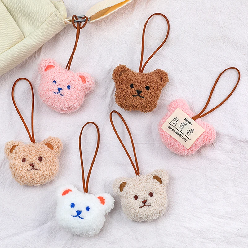 Baby Name Tag Cute Cotton Bear Head Backpack Pendant Baby Car Hang Keychain Newborn Bag Name Tag Ornaments