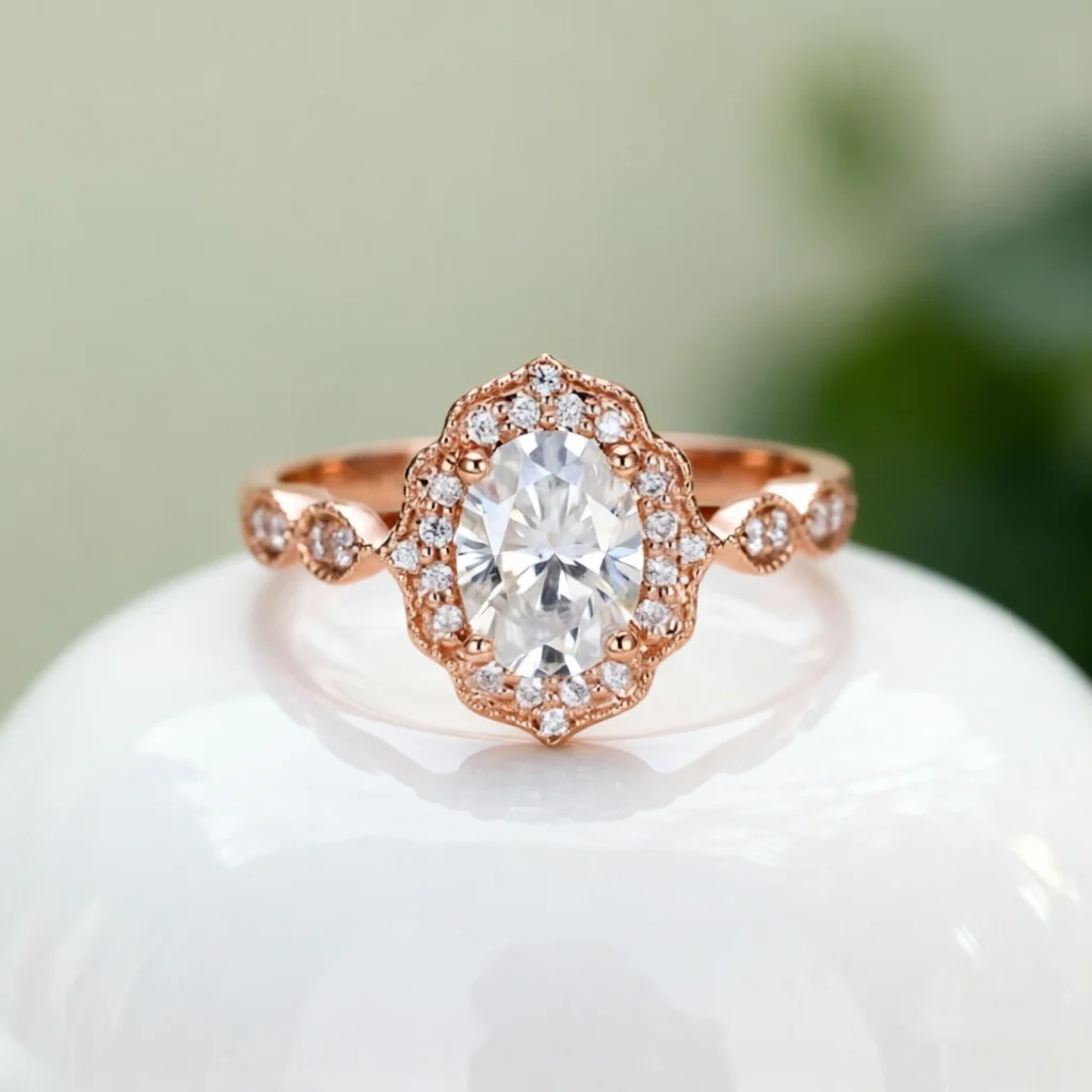 

CxsJeremy Oval Cut 6*8mm 1.5ct Moissanite Engagement Rings 14K Au585 Rose Gold Wedding Band for Women Bridal Anniversary Gift