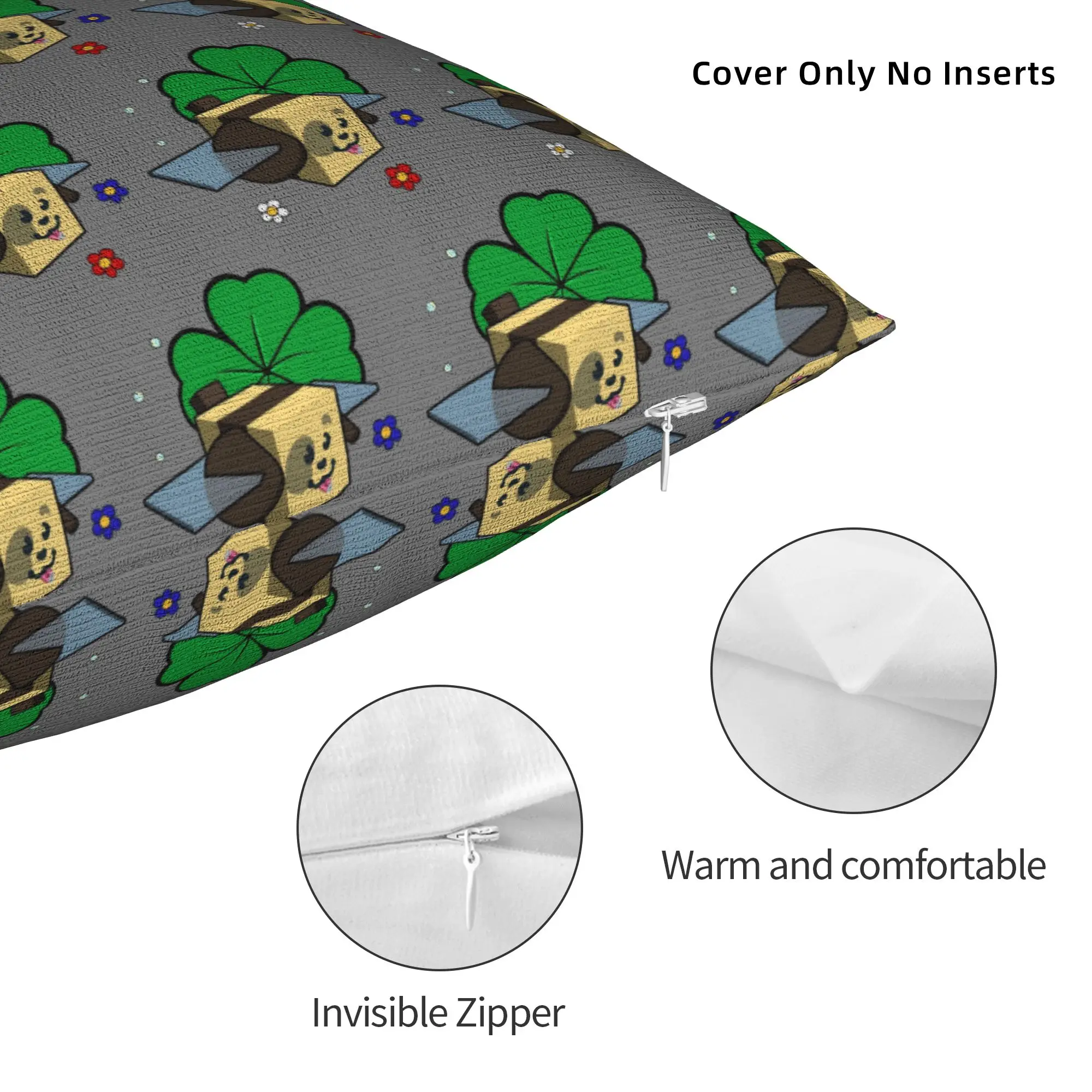 Bee Swarm Simulator Collection BSS Pillowcase Soft Polyester Cushion Cover Decorations Clover‌ Throw Pillow Case Cover  Square