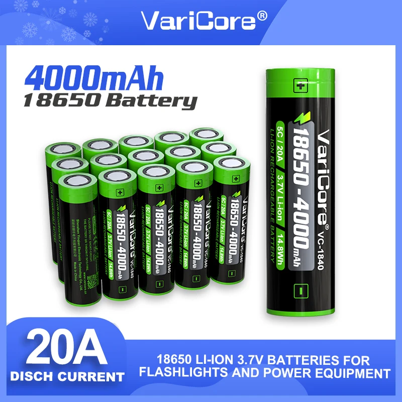 

Новый литий-ионный аккумулятор VariCore 3,7 В 18650 4000 мАч для фонарика, мультиметра, цифровой камеры, пульта дистанционного управления