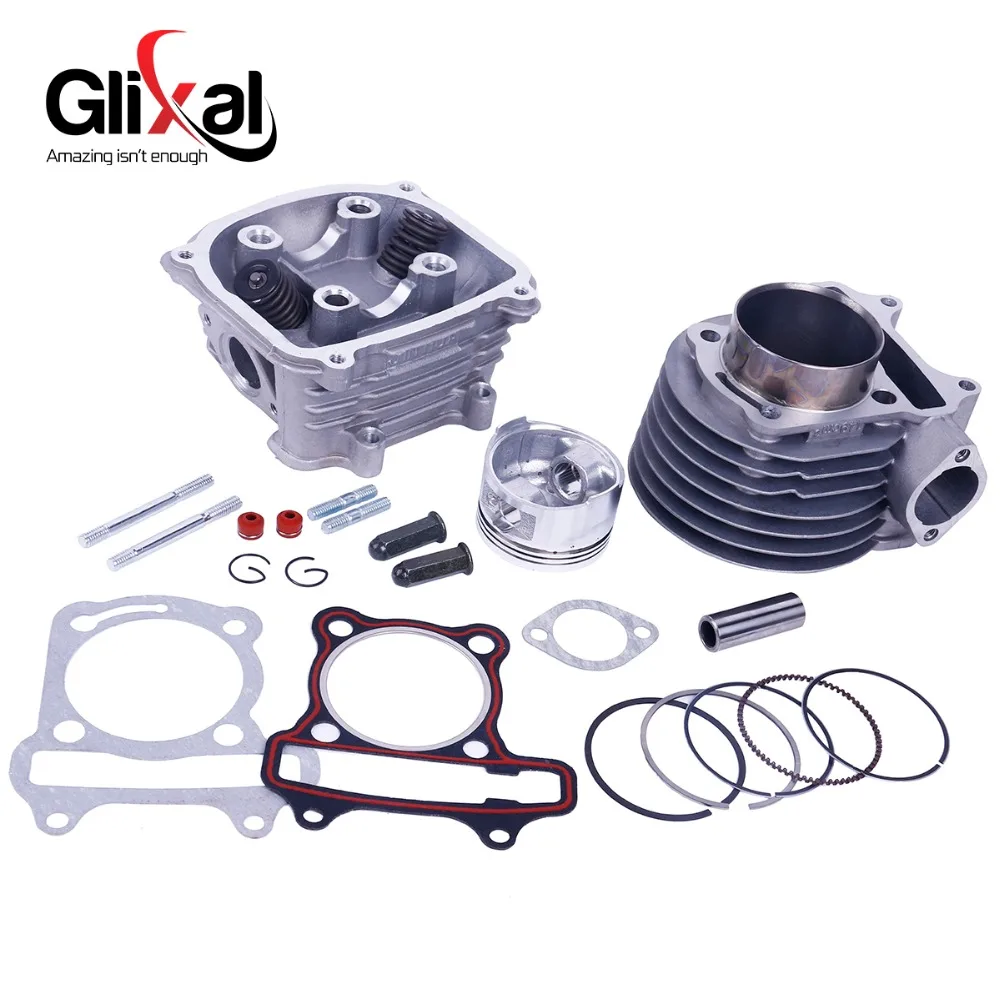 Glixal GY6 150cc 57.4mm zestaw do przebudowy silnika skutera zestaw cylindrów głowica cylindra dla 4-suwowego 157QMJ motorower gokart ATV