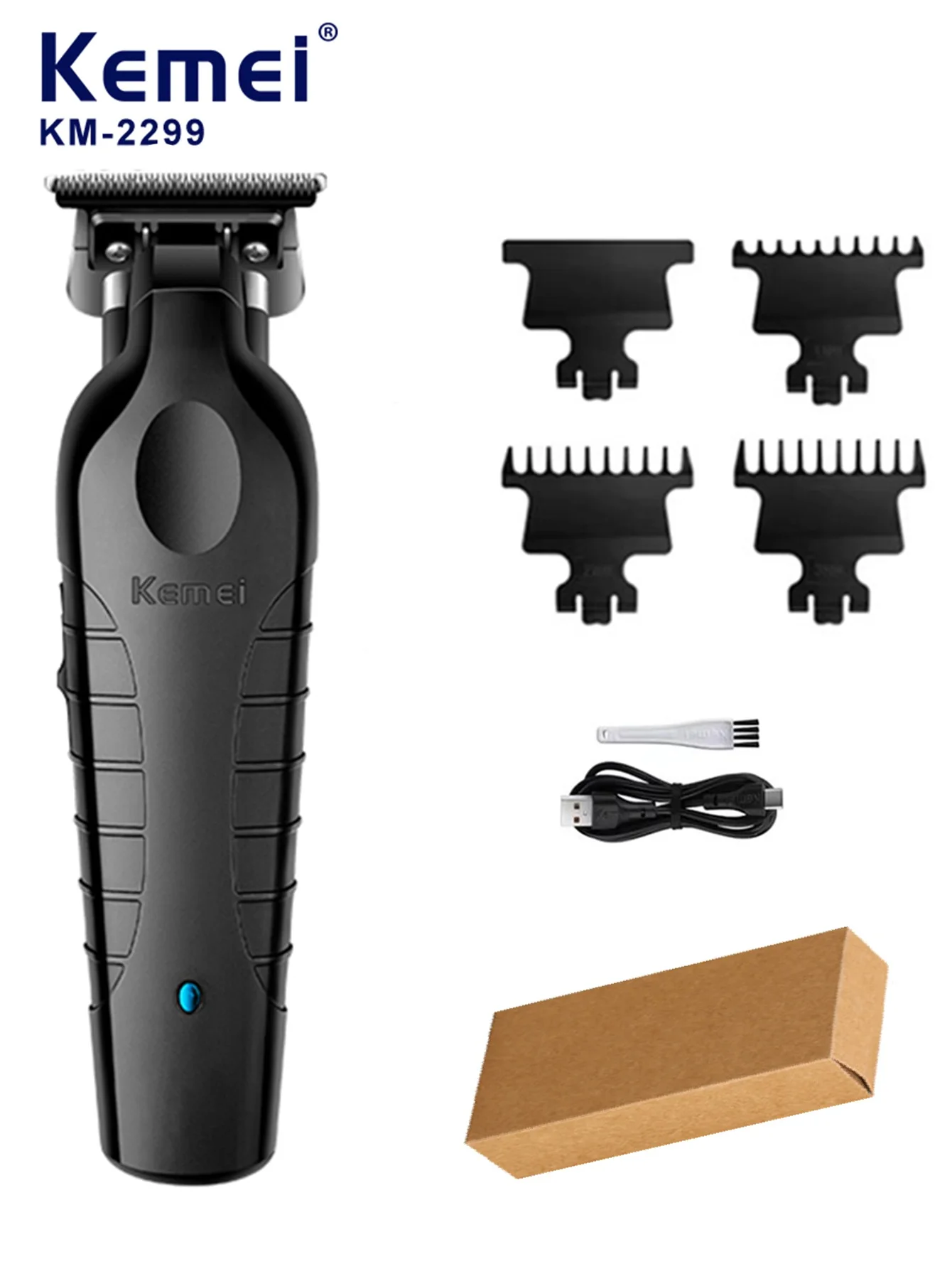 Kemei Herren Akku-Haarschneidemaschine USB wiederaufladbar Zero Gap Trimmer elektrische Haarschneidemaschine Original Klingenzubehör KM-2299