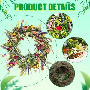 Bir çelenk Saman, ve Yapay Kır Çiçeği Çelenk Bahar Yapılmış, Çiçek Düğün, Hediye, Parti, Dekor İçin Paskalya, fısıh, 35 cm, 40 cm, 45 cm, 50 cm 6 Büyük satış çelengi, saman-no. 6