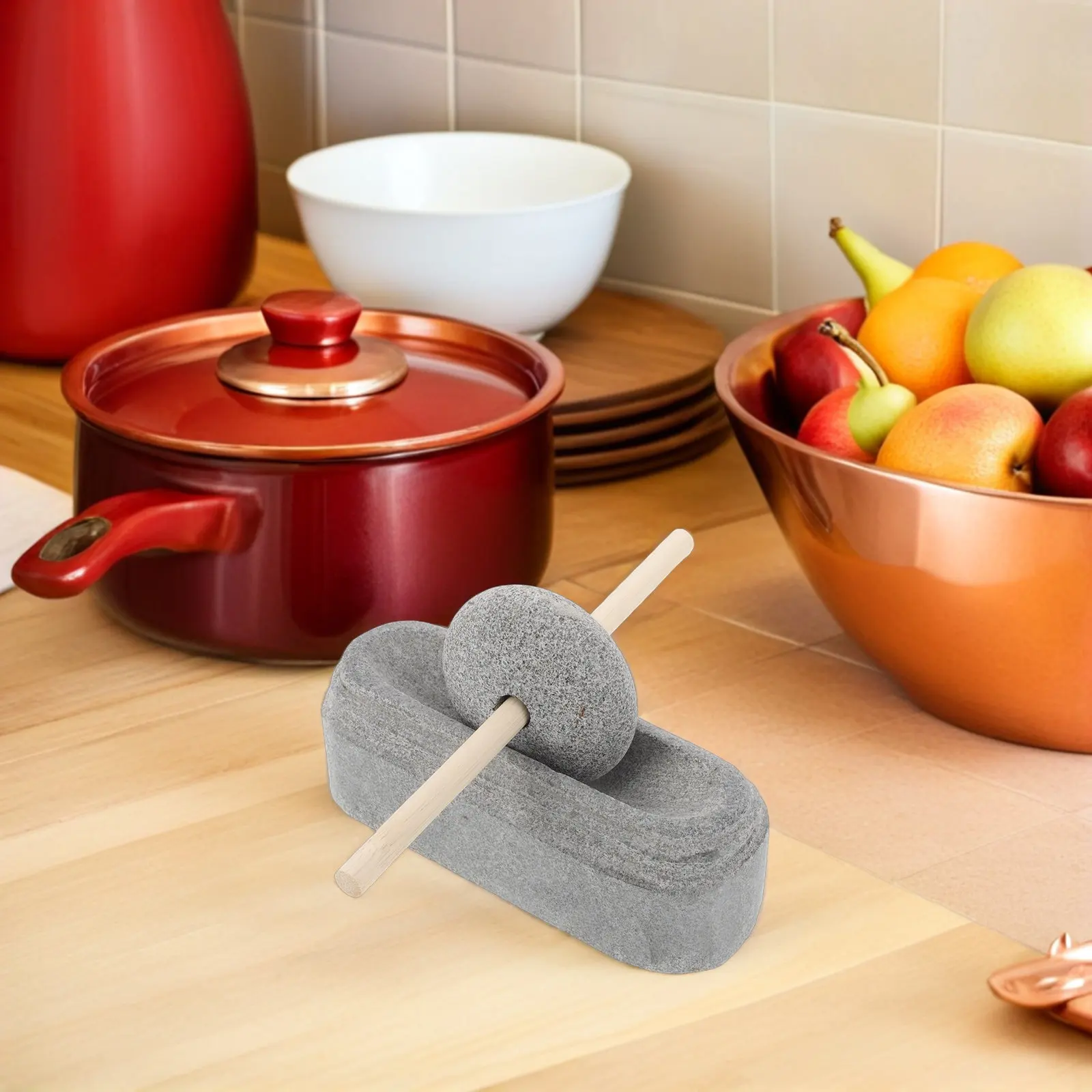 Maifan Stone Mortar and Pestle Set Manual Spice Herb Grinder for Kitchen Home Outdoor Use