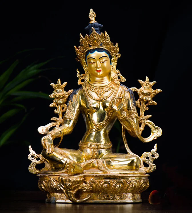 Special Offer -HOME  patron saint Buddhism India Nepal handmade Gilding Bodhisattva Tara(Green) Buddha  30CM