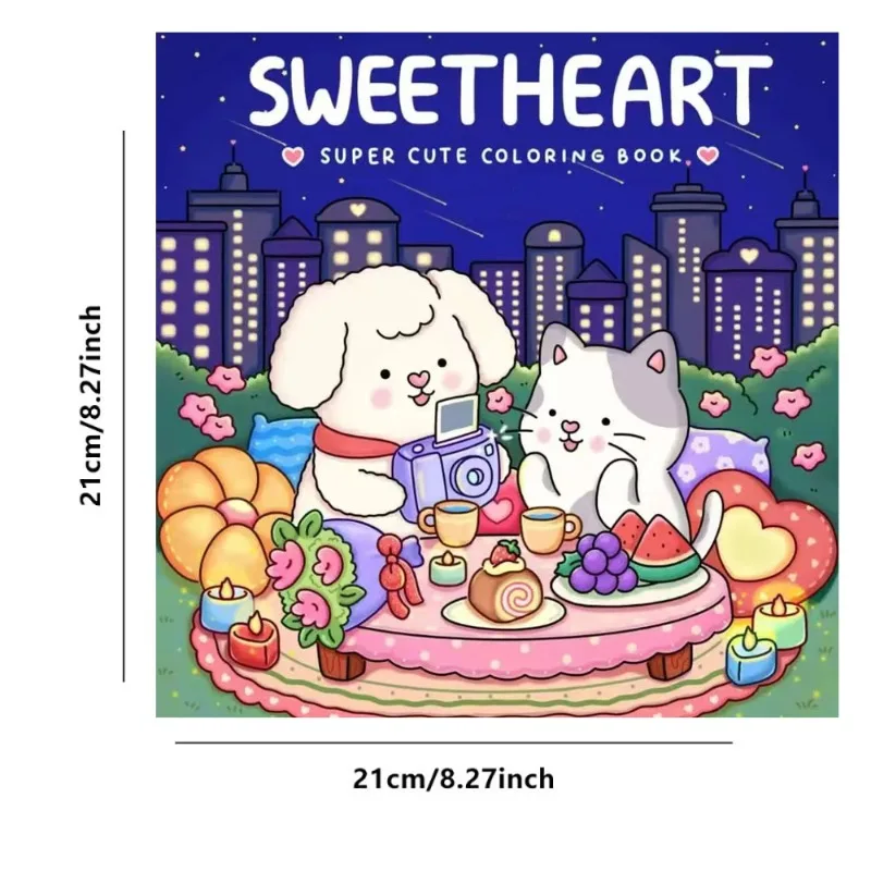 SWEETHEART Cat Dog Animal Coloring Book Kids Cartoon Graffiti Drawing Book