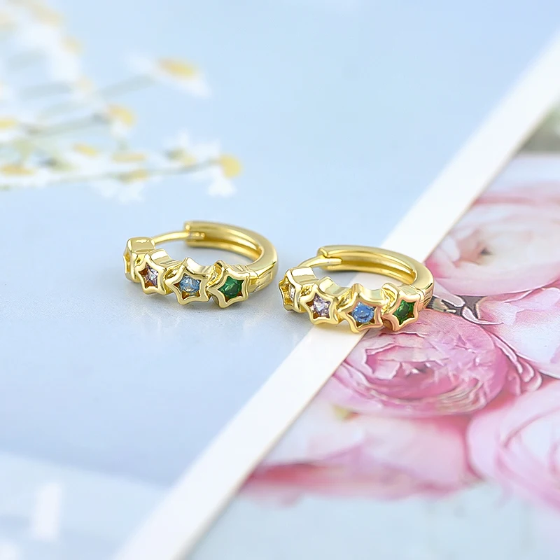 925 Sterling Silver Ear Needle Sun Moon/Star Zircon Hoop Ear Buckle For Women Vintage Earrings 2024  New Fashion Party Jewelry
