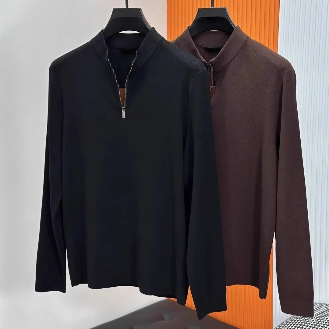 

Italian LP 25aw wool blended men's casual stand-up neck zipper knitted sweater