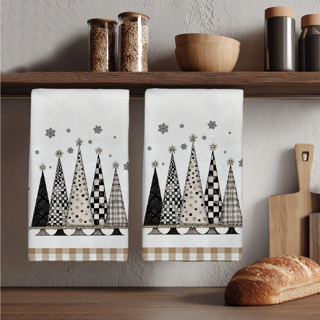 2PCS Merry Christmas Kitchen Towels,Dot Grid Christmas Tree Pattern,40x60cm Ultra fine Fiber Christmas Home Decoration,2026 Gift