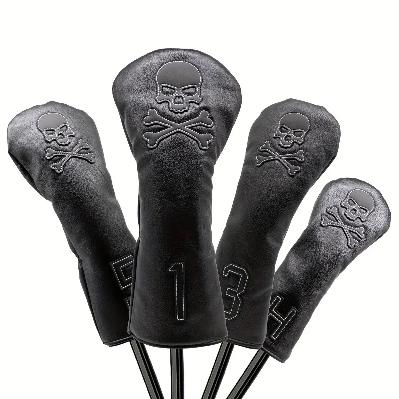 Fashionable Skull Pattern Golf Club Head Cover, Suitable for 1, 3, 5 and H-Shaped Clubs, Dustproof and Durable