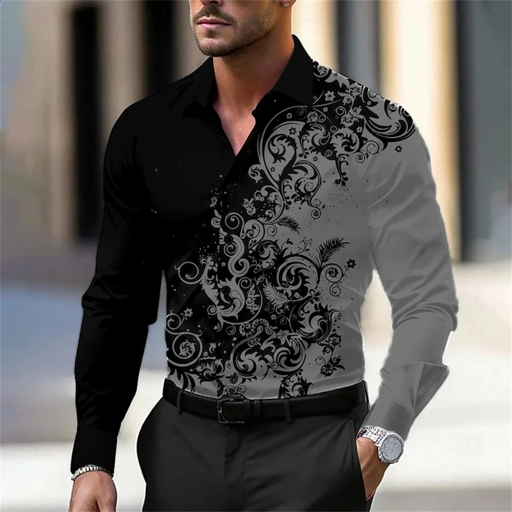 メンズ長袖シャツ プリントシャツ ファッション 高品質 メンズトップス カジュアルファッション ストリート ハンサム プラスサイズ服