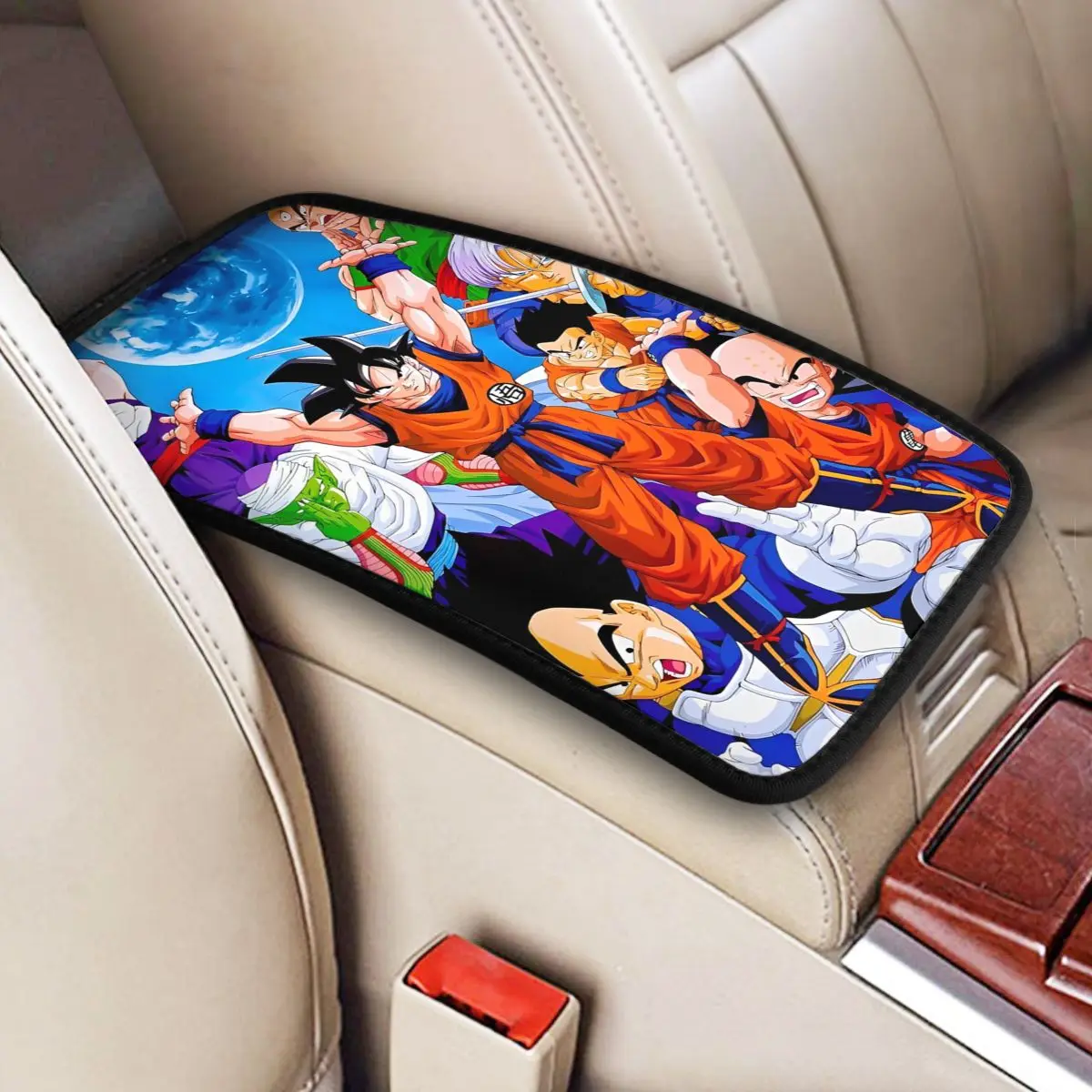 Dragon Ball Z Center Console Cover Pad Car Auto Styling Interior Accessories Breathable Armrest Cover Mat Automobile Armrest Pad