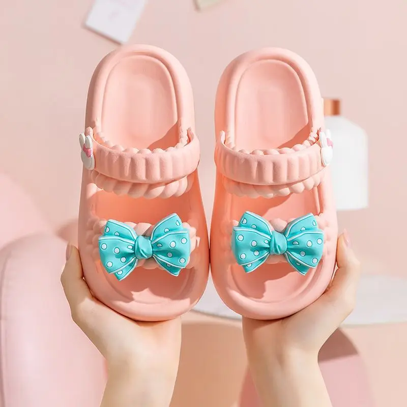 

2026 New Girls Summer Beach Sandals Anti-Slip Thick Sole Bow Stylish Matching Family