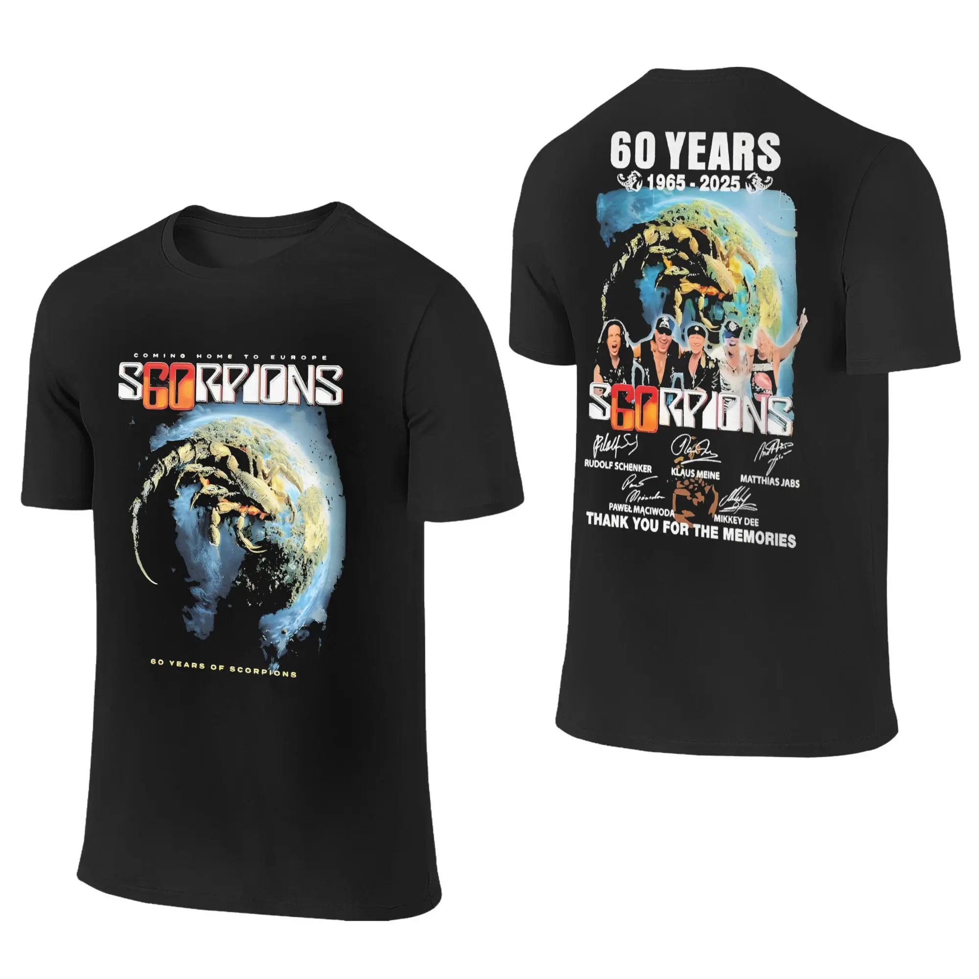 New Scorpions 60 Years Tour 202525 Cotton T-Shirt For Men Summer T Shirts O Neck Popular Tee Shirt Plus Size Hot Sale Clothes
