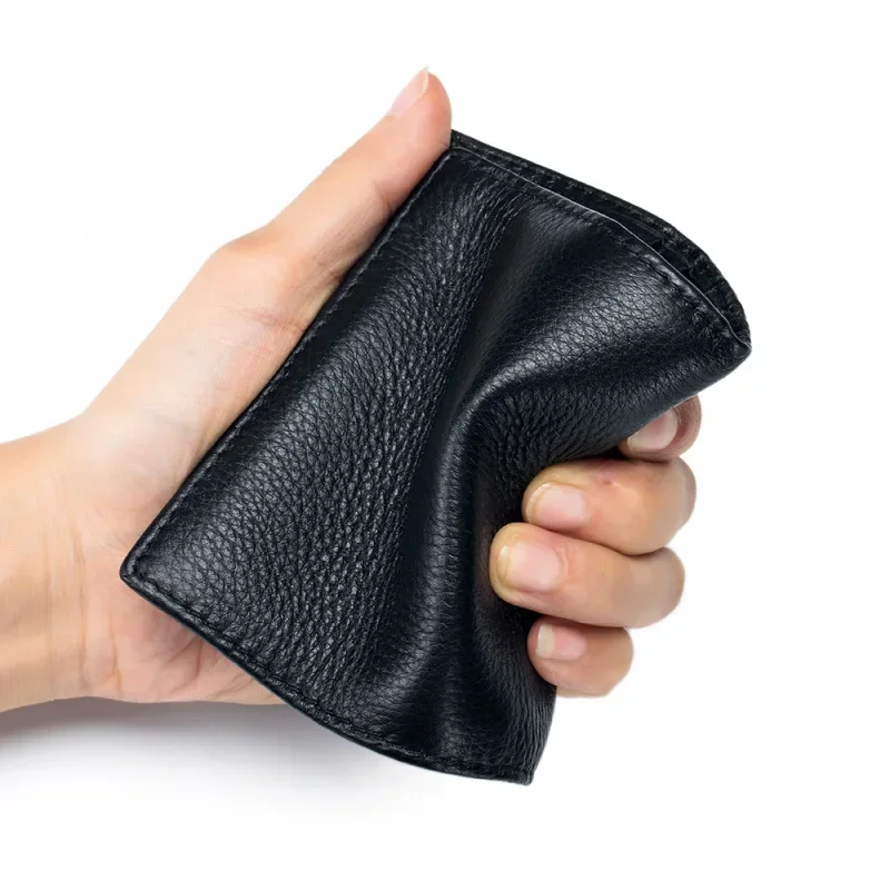 

Genuine Leather Short Wallets Card Holder Bag Portable Cowhide Small Zipper Money Change Coin Purse For Men Women Clutch Pouch