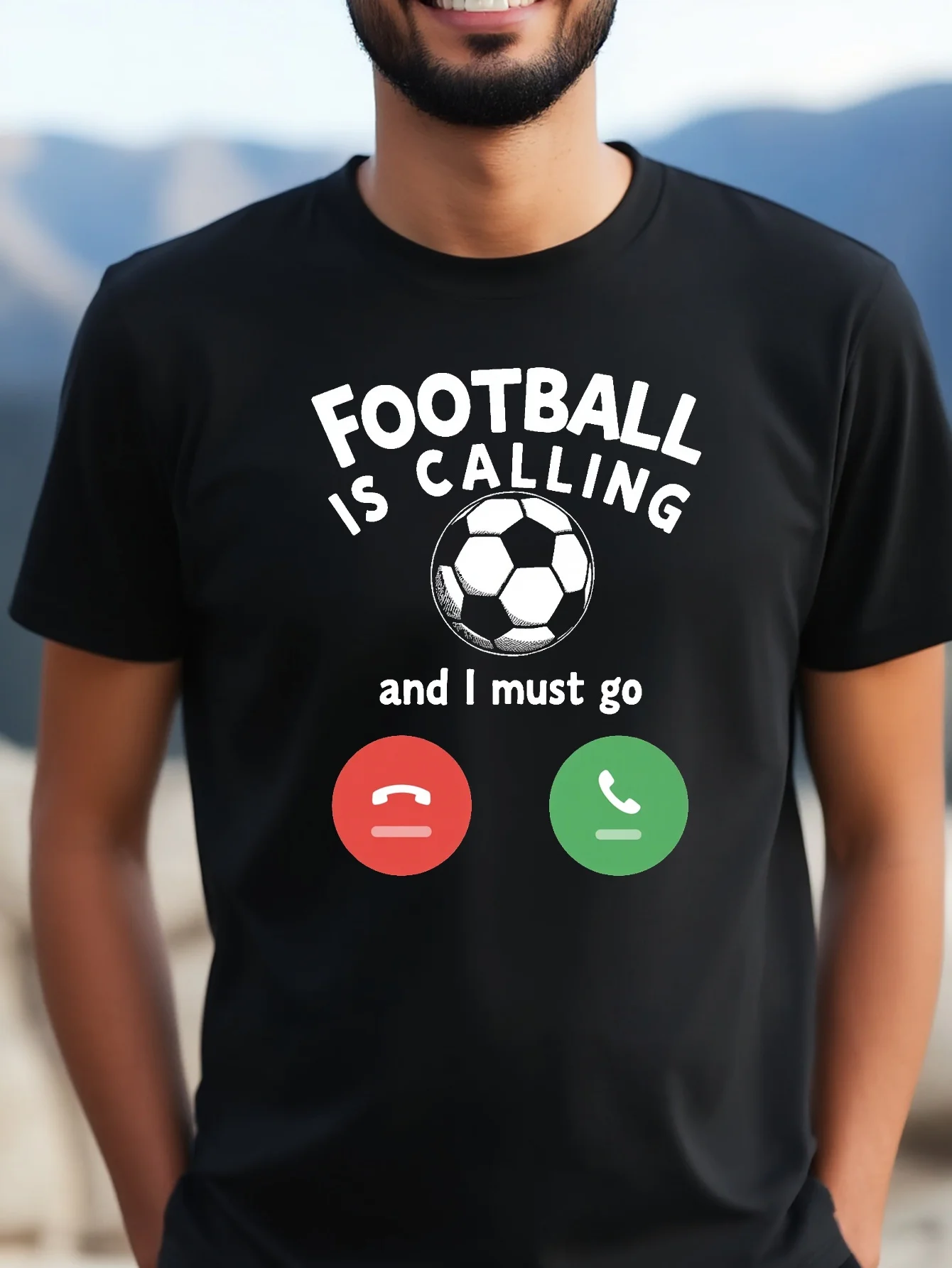 Herren Baumwoll-T-Shirt mit Fußball-Grafik, Kurzarm, Rundhalsausschnitt, Sport-T-Shirt für Fußballfans, Sommer, Alltag, Streetwear-Oberteil