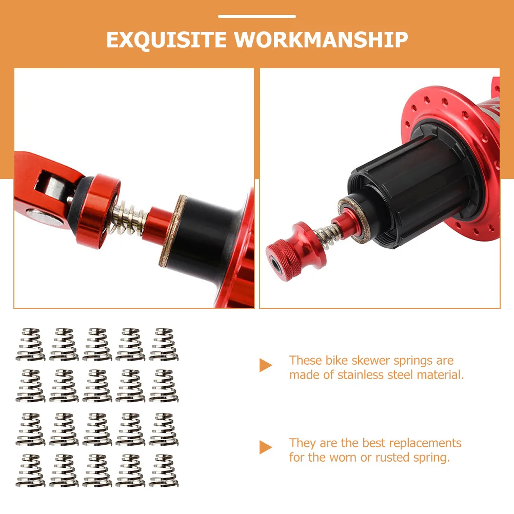 

20Pcs Universal Bike Skewer Springs Strong Non Deformable Stainless Steel Quick Release Axle Spring for Front Rear Wheel 9Mm