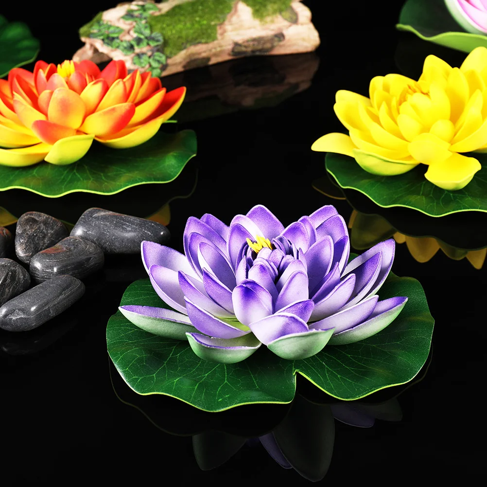 

15pcs Simulation Lotus Leaves For Pool Decor Fish Tank Party Decoration Floating Artificial Plants Faux Foliage