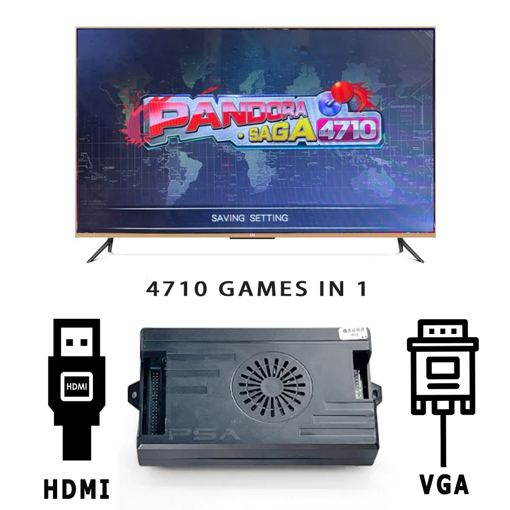 Kit de caja de Saga Pandora 4710 en 1 para 2 jugadores, copia de Joystick SANWA, botón pulsador LED cromado, máquina Arcade DIY, gabinete para el ...