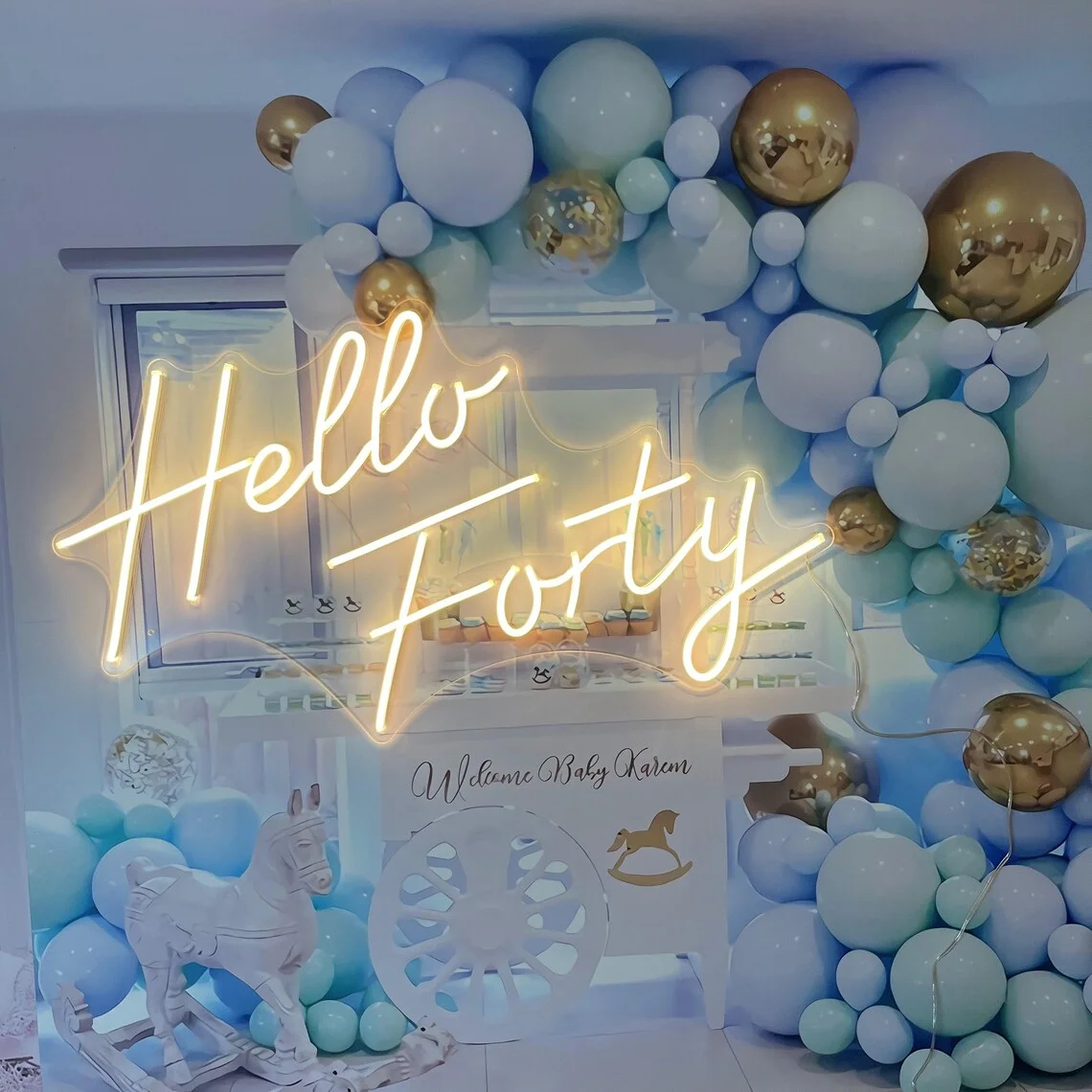 

Hello Forty Neon Sign Custom 40th Birthday Gift Neon Sign Art Led Neon Sign Wedding Neon Happy Birthday