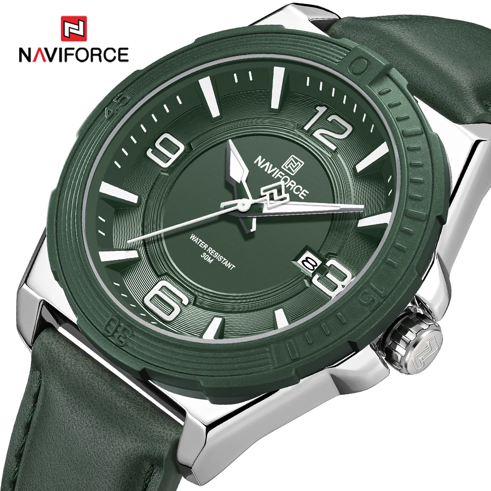 NAVIFORCE Blue Quartz Watch Men Military Waterproof Casual Sport Wrist Watch Male Fashion Leather Strap Clock