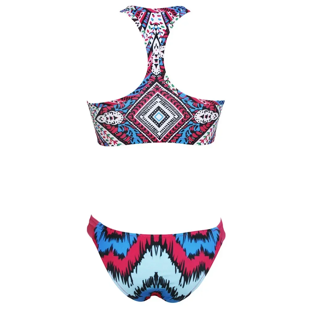 Damski strój kąpielowy z nadrukiem, z wszytym biustonoszem, kwiatowy strój plażowy, bikini z nadrukiem, dwuczęściowy tankini, seksowny, usztywniany, letni strój bikini.