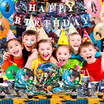 鬼滅之刃生日裝飾套裝,82件裝飾品和餐具——鬼滅之刃生日橫幅、氣球、盤子、背景布幕等 8 最佳銷售 鬼滅之刃小隊 - №1
