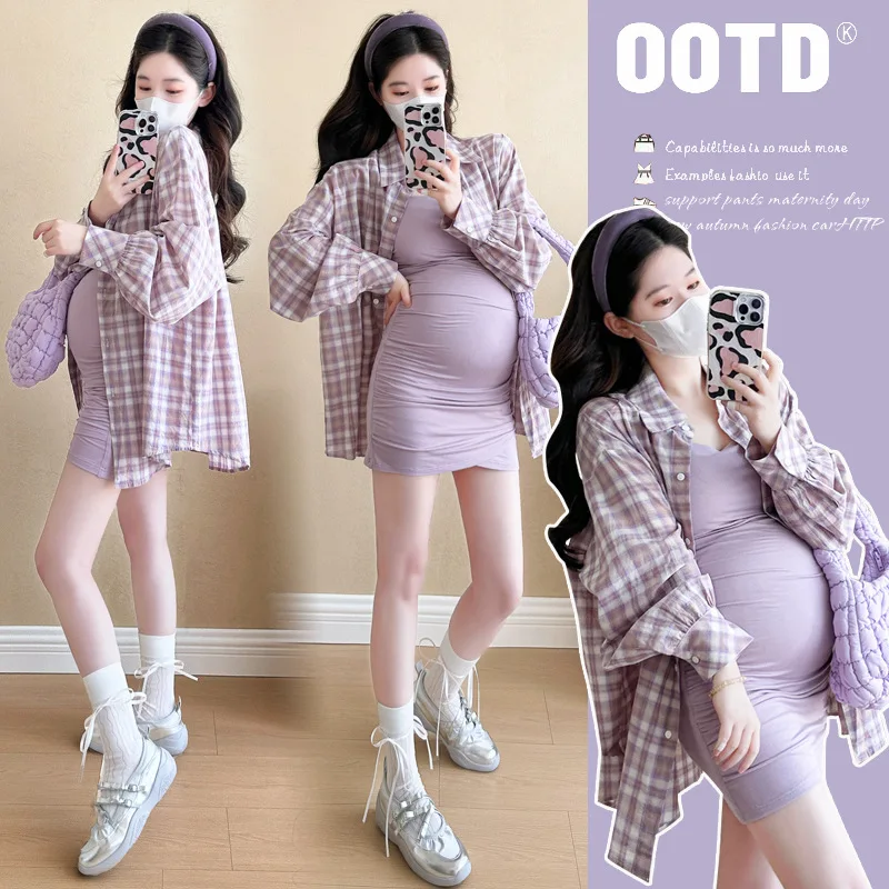 

2025 Summer High-end Maternity Dress Set Korean Version Sexy Short Skirt Slim Fit and Slimming Vest Skirt