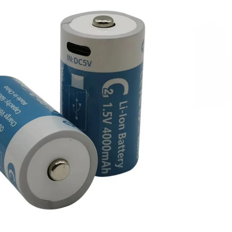 C2 حجم 1.5 فولت 4000 مللي أمبير بطارية ليثيوم USB بطاريات قابلة للشحن لمصباح يدوي طباخ الغاز سخان المياه أجهزة الراديو