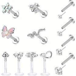Drperfect 16G Surgical Steel Forward Labret Helix Earrings for Women in Lip Rings Tragus Medusa Conch Monroe Piercings Jewelry
