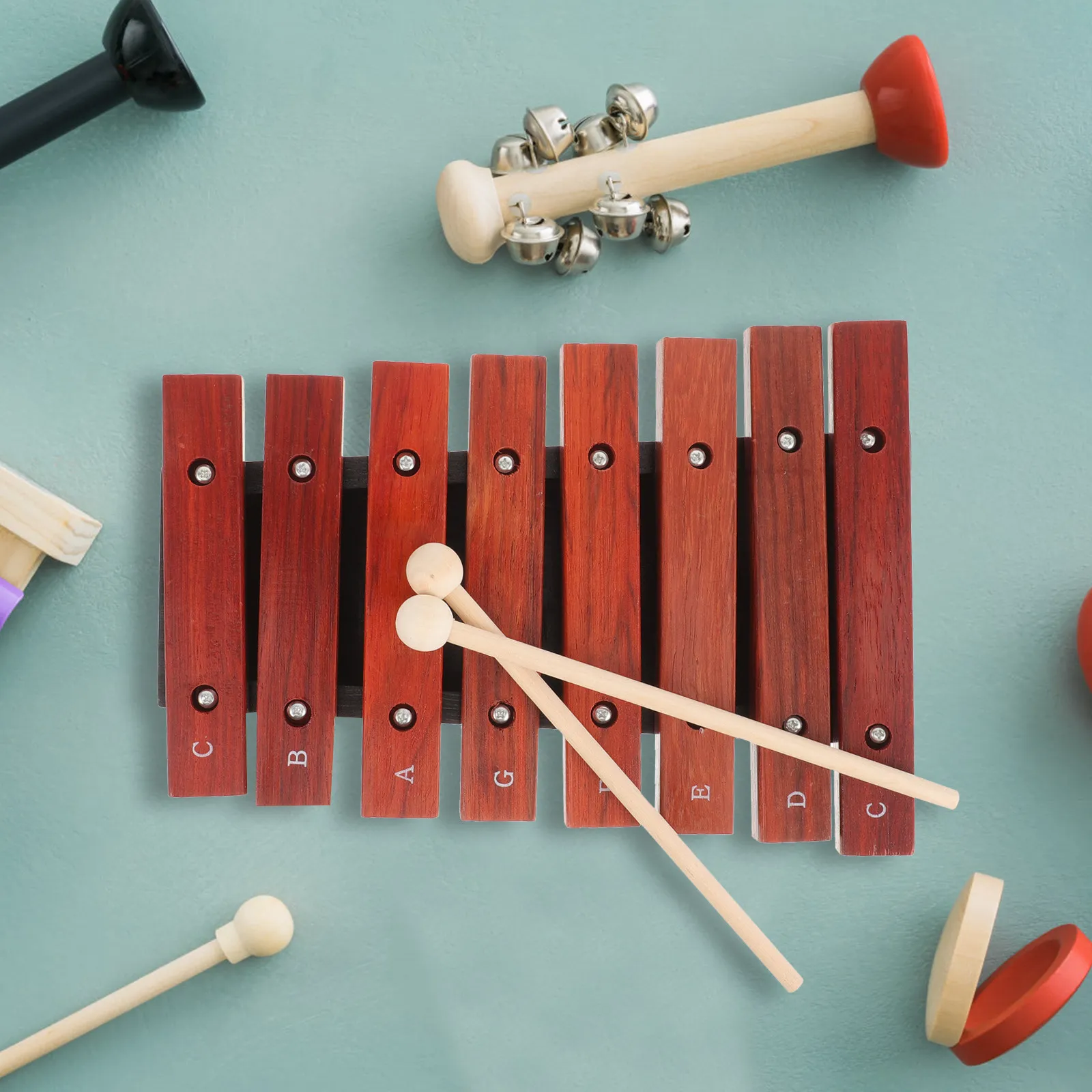 

8 Note Wooden Xylophone for Beginner Percussion Instrument Musical Learning Tool with Mallets Small Size
