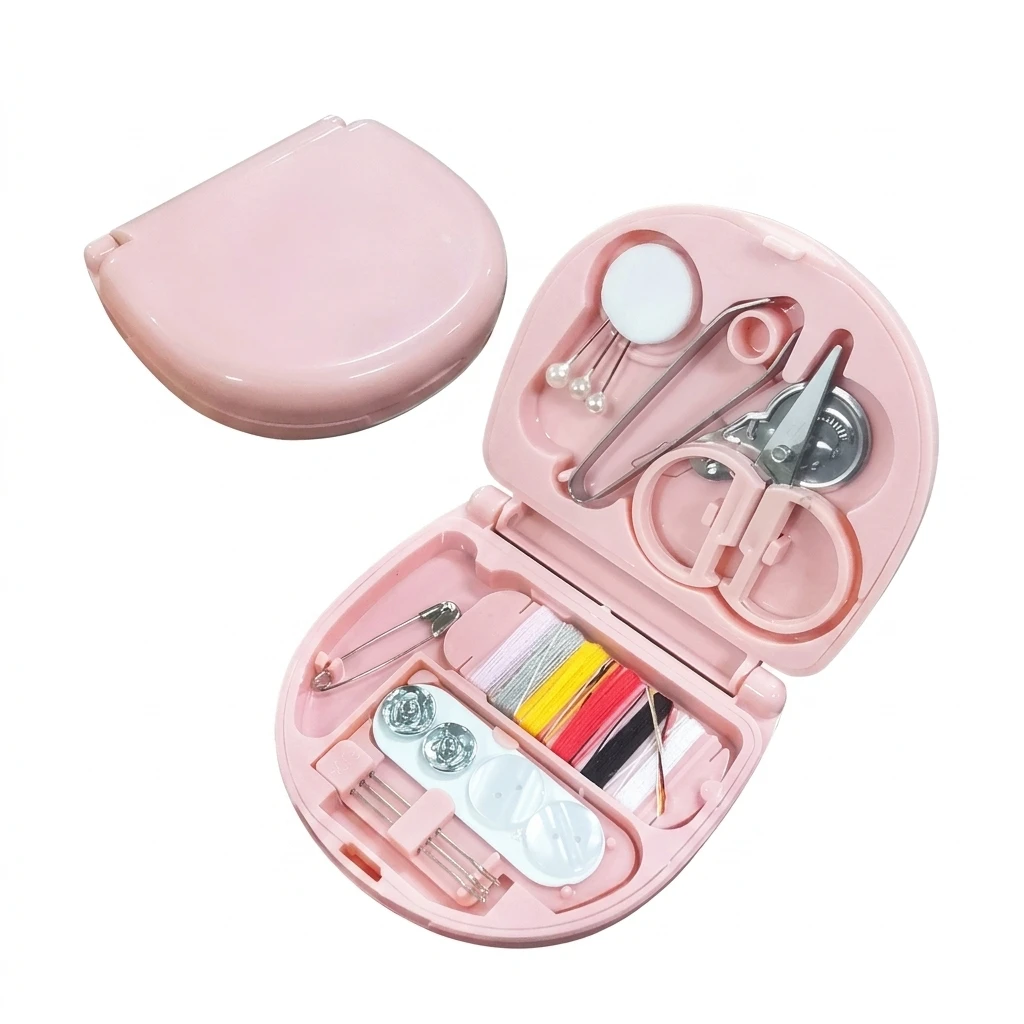 Compact Sewing Kit Portable for Home Travel Emergency Mending ABS Plastic Case with Needles Threads DIY Craft Tool Set