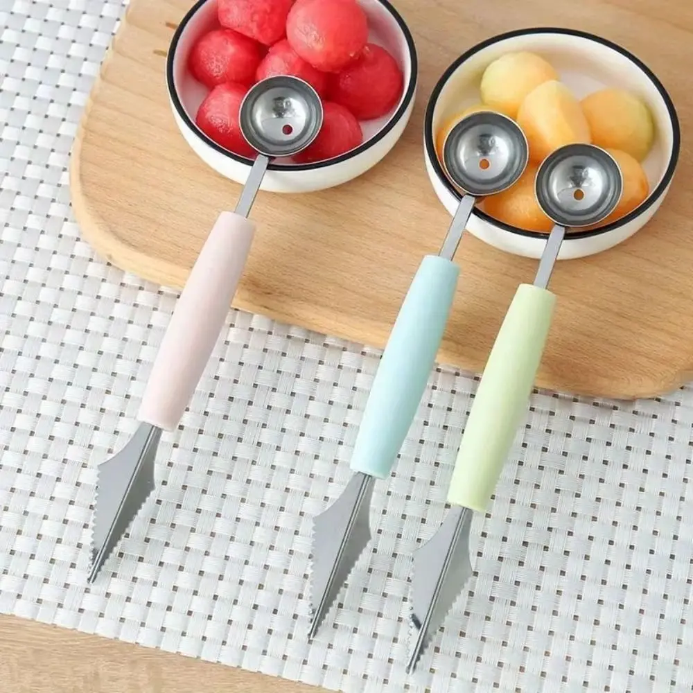 2024 Stainless Steel Double Ended Fruit Shaver Reusable Carved Kitchen Utensil Mini Multicolor Fruit Ball Digger