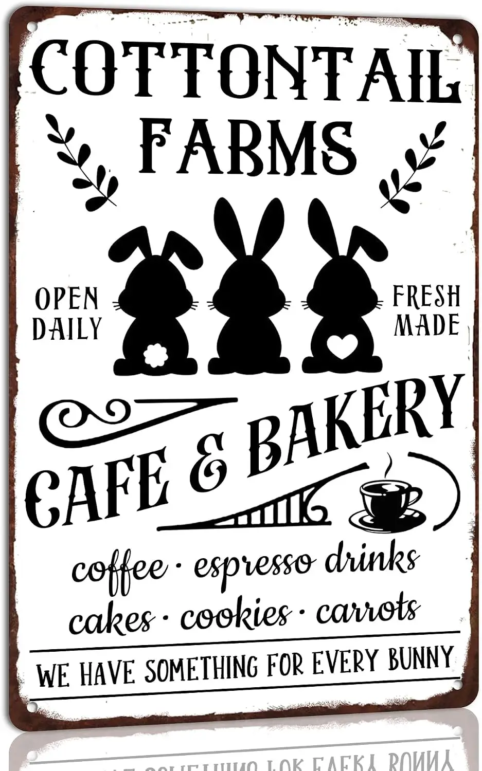 Cottontail Farms Cafe & Bakery Easter Metal Tin Signs Bunny Poster Retro Plaque Retro Aluminum Tin Sign Gift For Home Farmho