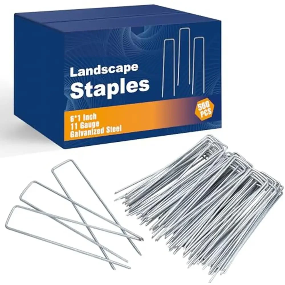 

560pcs Galvanized 6 Inch U-Shaped Landscape Staples Garden Fence Stakes Tent Yard Ground Pins Fixing Installation Barrier Frost