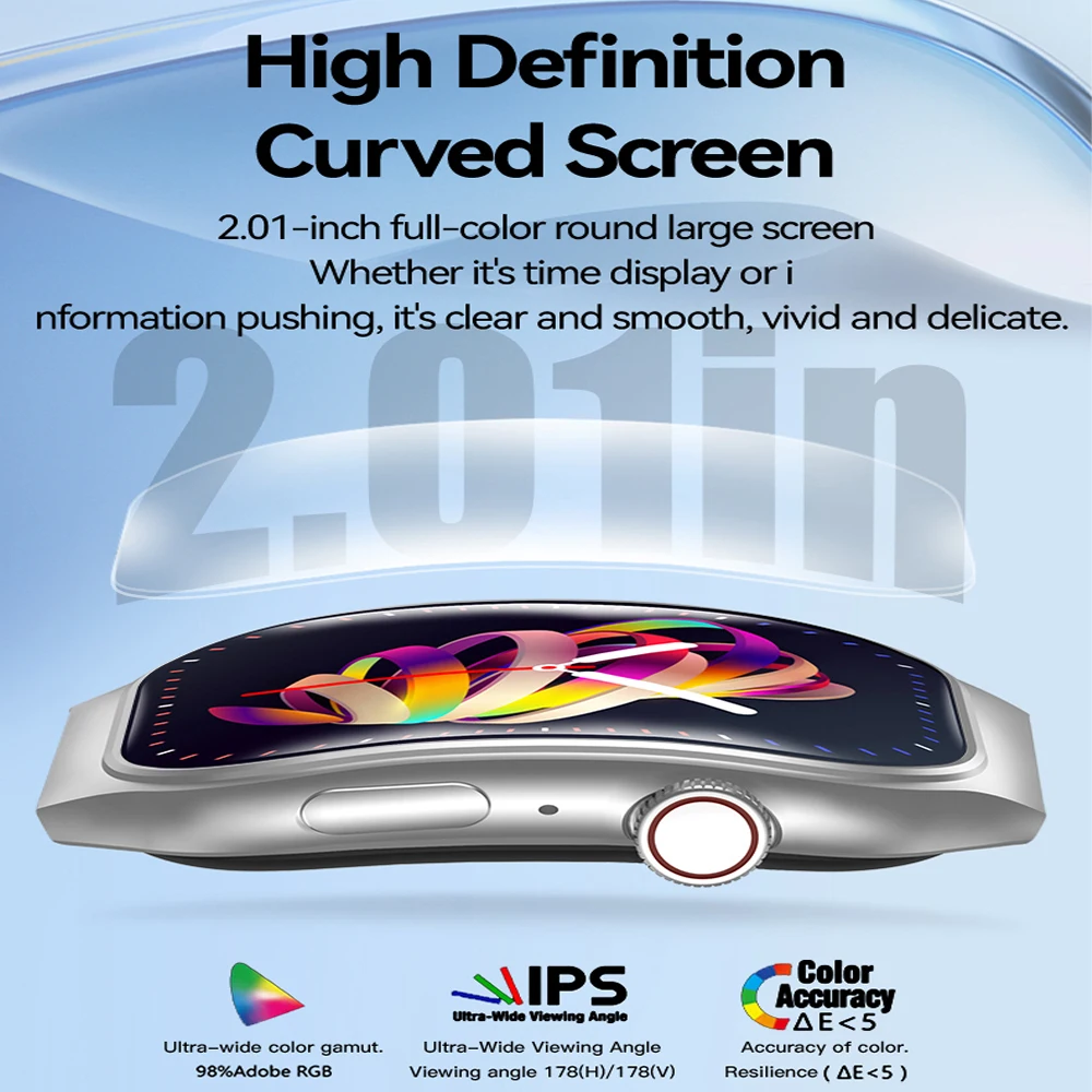 شاشة منحنية رياضية SmartWatch H7 2.01 شاشة الأكسجين في الدم بلوتوث الحديث الديناميكي lsland ساعة متعددة الرياضة في الهواء الطلق SmartWatch