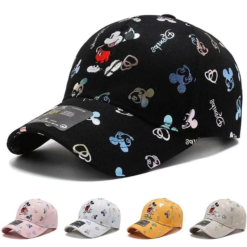 Disney cartoon character cotton adjustable baseball cap Mickey Mouse Minnie action character fisherman's cap and cartoon sticker