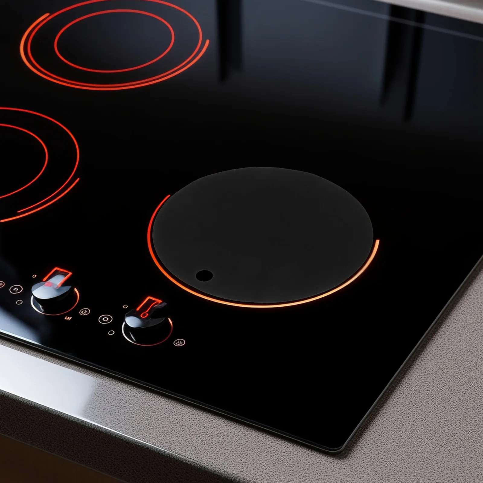 Round Induction Cooker Mat Silicone Heat Insulated Oil Proof Nonstick Cooktop Protector Mat for Induction Hob Glass Stovetop