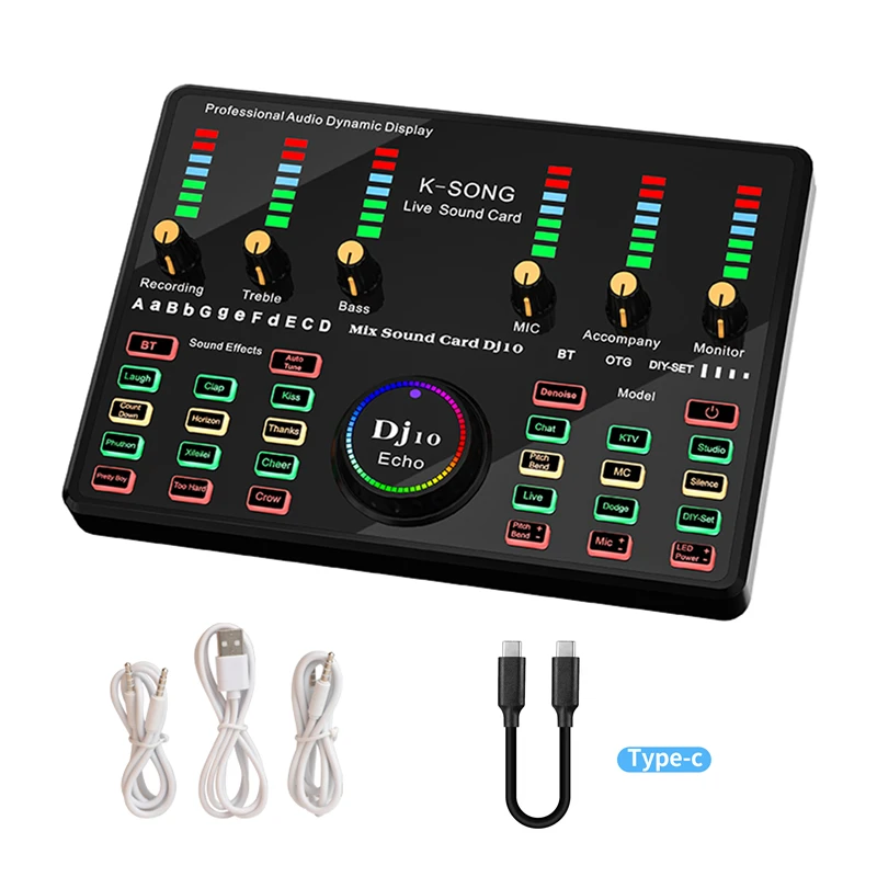 Sound Card External Headset Microphone Webcast Personal Streamer Living Singing Gaming for PC Youtube TikTok with Bm 800 Karaoke