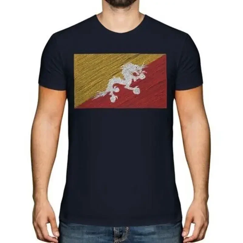 Bhutan Scribble Flagge Herren T-Shirt Geschenk Druk Yul Bhutan