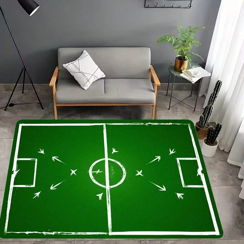 Newest Green Football Field Large Area Rug, Soccer Court Printed Floor Carpet for Boys Bedroom Game Room Home Decor