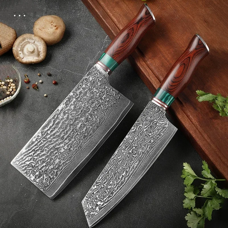 Forged Kiritsuke Nakiri Knife Damascus Steel Chef Knives for Peeling Slicing Japanese Fish Fillet Raw Salmon Knife