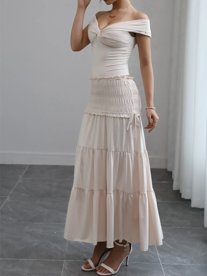 DGLUKE Crop Top And Long Skirt 2 Piece Sets Women Outfit Summer New In Matching Sets Beach Vacation Outfit Skirt Co ord view 3