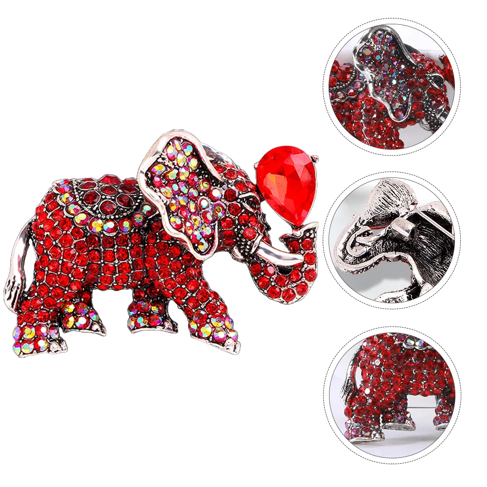   Olifant Broche Pak Borstspeld Corsage Creatieve Legering Revers Strass Ingelegd Miss